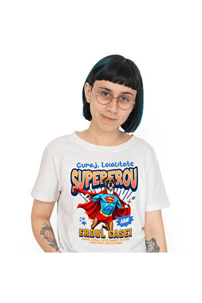 StoryGift Romania Tricou Femei cu Vulpe Stil Stradal Modern Pe Placa De Skateboard Supereroi Perso,White_XS