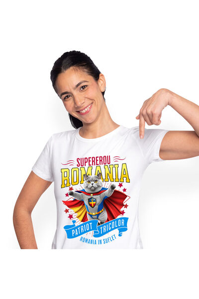 StoryGift Romania Tricou Femei cu British Shorthair Pisica In Costum de Capit...