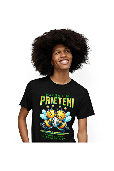 StoryGift Romania Tricou Barbati cu Cuplu Albine Fericite Minge De Fotbal Ame...