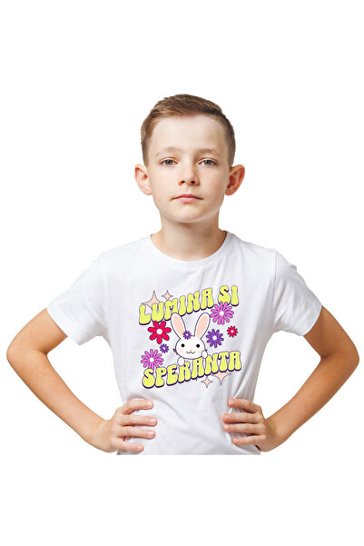 StoryGift Romania Tricou Copii cu Iepure Cu Floare Si Urechi Lungi Sarbatori ...