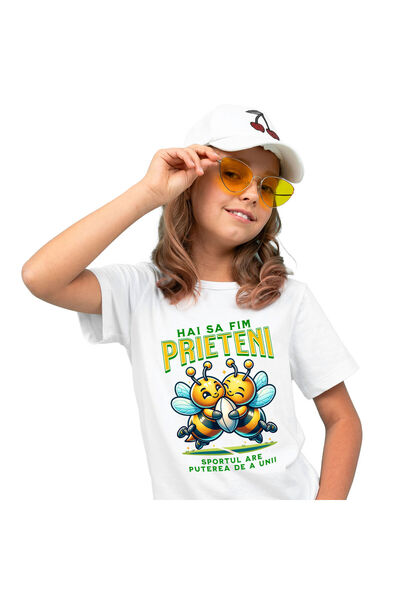 StoryGift Romania Tricou Copii cu Cuplu Albine Fericite Minge De Fotbal Ameri...