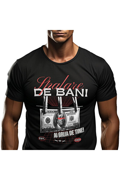 StoryGift Romania Tricou Barbati cu Bancnota 100 Dolari Prinsa In Carlige De ...