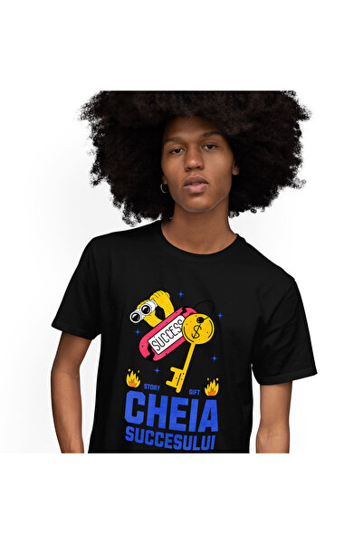 StoryGift Romania Tricou Barbati cu Cheie De Aur Cheia Succesului Flacari Foc...