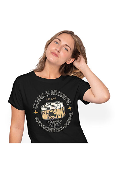 StoryGift Romania Tricou Femei cu Aparat Foto Vintige Creativitate Fictiv Hob...