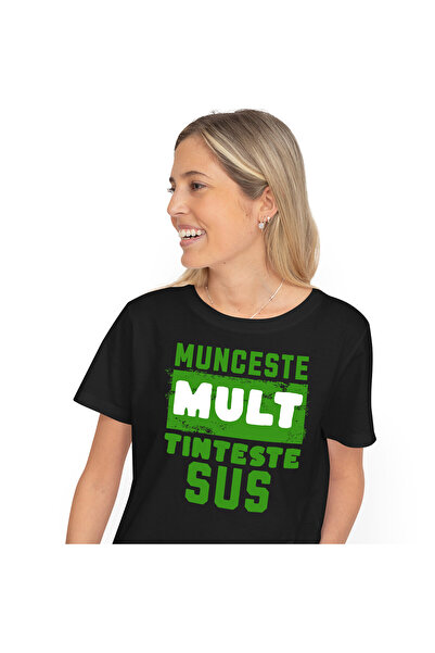 StoryGift Romania Tricou Femei cu Mesaj Stil Graffiti Stradal Verde Motivatio...