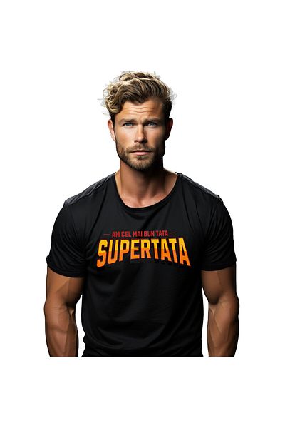 StoryGift Romania Tricou Barbati cu Design Stil Super Erou tataFamilie Copii Dragoste cu imprimeu ,Black_XL