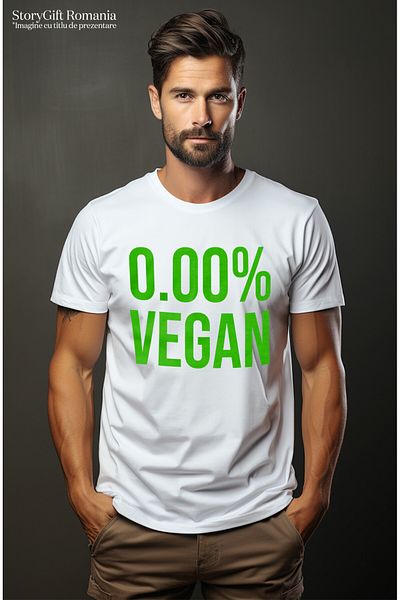 StoryGift Romania Men's T-Shirt with Funny Message In Romanian Limab 0.00% Vegan Meat Food Craving,White_L