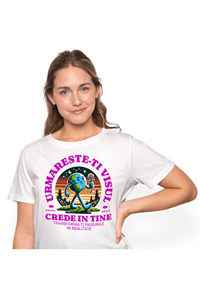 StoryGift Romania Tricou Femei cu Pamant Mergator Floare Rosie Apus De Soare,...