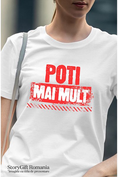 StoryGift Romania Tricou Femei cu Mesaj Inspirational Stil Graffiti Stradal Copii Poti Mai Mult Pu,White_XS