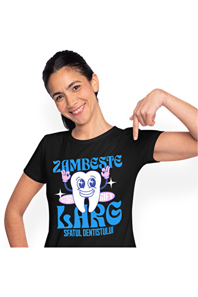 StoryGift Romania Tricou Femei cu Dinte Vesel Aratand Semn Ok Dentist Meserie...