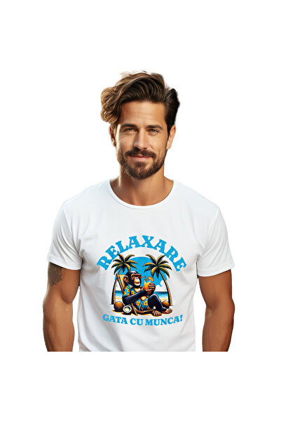 StoryGift Romania Tricou Barbati cu Maimuta In Costum De Plaja Cu Flori Pe Se...