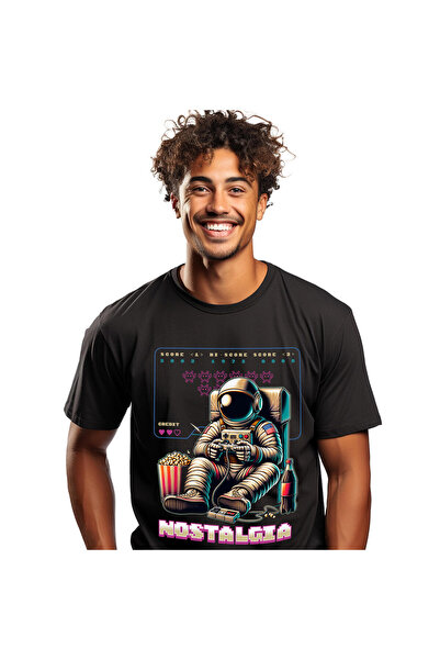 StoryGift Romania Tricou Barbati cu Astronaut In Costum Jucandu-se Jocuri Vid...