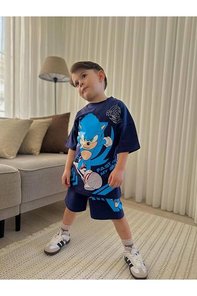 MİNİKO KİDS Boy's Sonic Modeled Cotton Shorts Suit