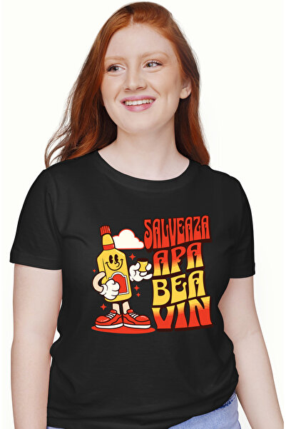 StoryGift Romania Tricou Femei salveaza apa, bea vin, iubitorii de petreceri ...