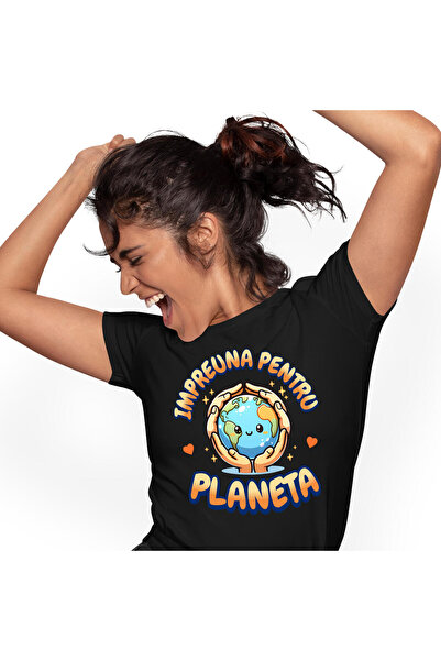 StoryGift Romania Tricou Femei cu Pui Planeta Pamant Maini Calde Reciclare Ve...