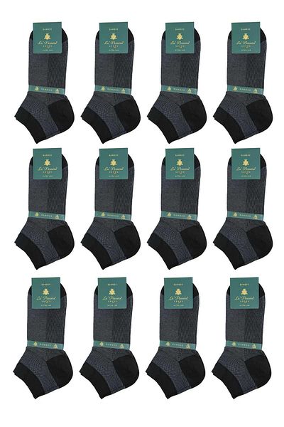 La Pescara Smoked - Black Ultra Luxury 12 Pack Bamboo Half Men's Socks Crp388