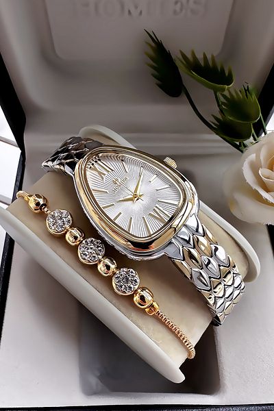 Homies Special Boxed Snake Model Women Wristwatch Waterproof Two Colors Steel Band + Bracelet Hmby2059C2
