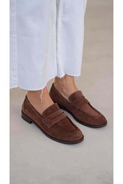 ECENİN BUTİĞİ Origi Kahve Süet Hakiki Deri MAKOSEN