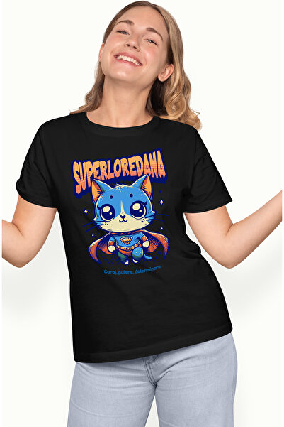 StoryGift Romania Tricou Femei Super Loredana, SuperErou, Pisica Zburand, cu ...
