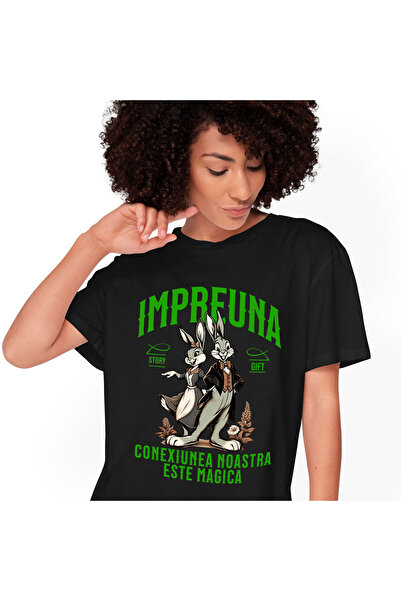 StoryGift Romania Tricou Femei cu Cuplu Iepuri Impreuna Dragoste Fericire Val...