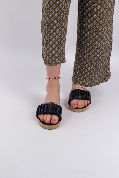 lovitto Women's Drawstring Slippers with Stone Detail