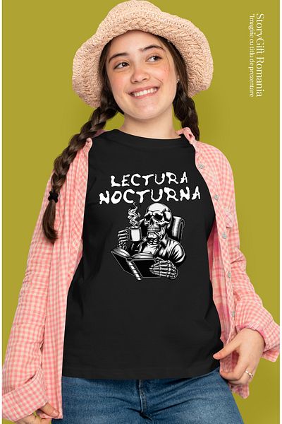 StoryGift Romania Tricou Femei SCHELETE CITIND RELAXARE LECTURA NOCTURNA, iubitorii de citit cu im BLK_XL