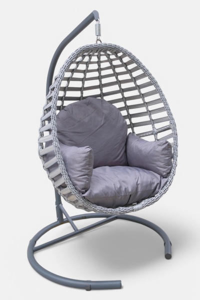 Niron Royal Gri Rattan Tekli Salıncak – Bahçe ve Balkon Salıncağı – Metal Göv...