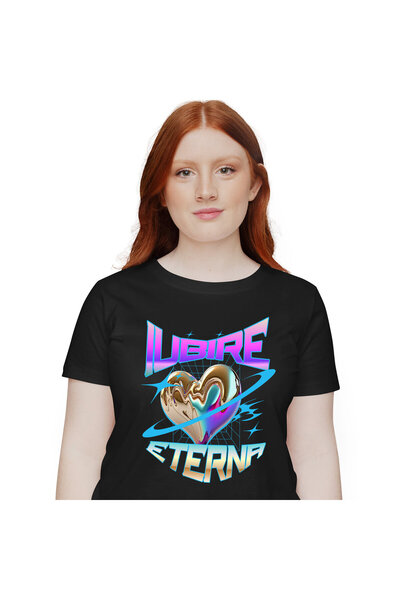 StoryGift Romania Tricou Femei cu Inima Bizara Stralucitoare Metalica, Iubire...
