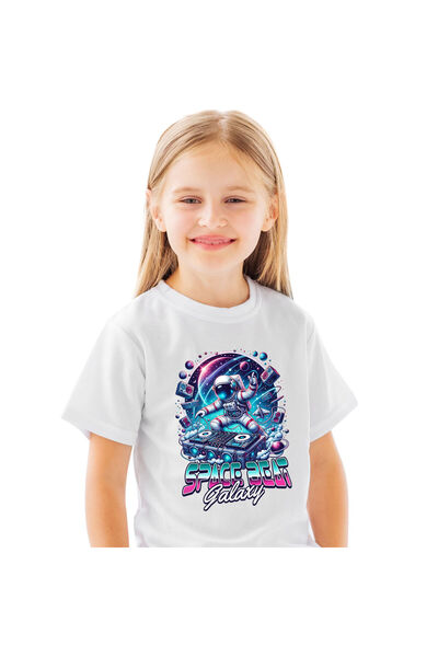 StoryGift Romania Tricou Copii cu Astronaut In Spatiu Petrecere Muzica Dj, Di...