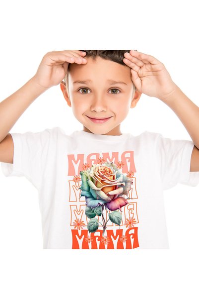StoryGift Romania Παιδικό μπλουζάκι με πολύχρωμο τριαντάφυλλο, Γυναίκα Οικογέ...