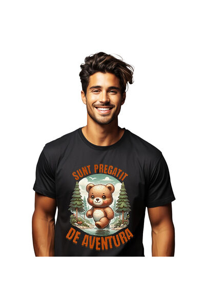 StoryGift Romania Tricou Barbati cu Urs De Plus Maro In Padure Rau Apa Crista...