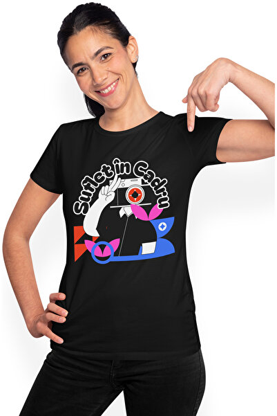 StoryGift Romania Tricou Femei Suflet în Cadru, silueta umana aratand semnul ...