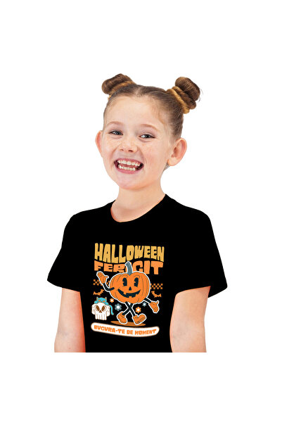 StoryGift Romania Tricou Copii cu Dovleac De Hallowen Vesel, Craniu Uman Cu P...
