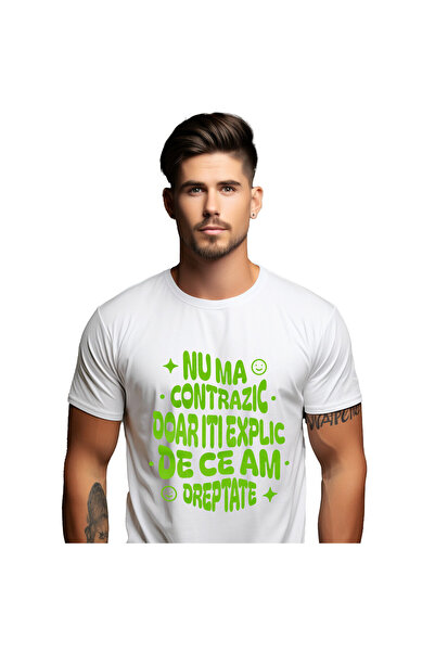 StoryGift Romania Tricou Barbati cu Mesaj Haios Iluzie Optica Smiley face Ste...