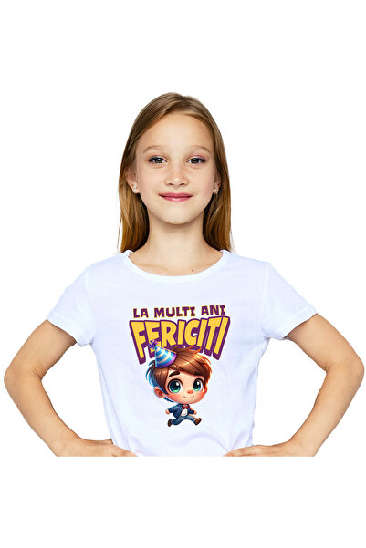 StoryGift Romania Tricou Copii cu Baiat Animat Brunet Cu Coif Aniversare Copi...