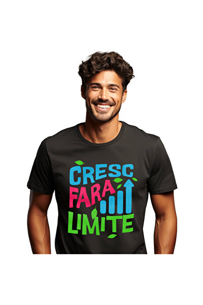 StoryGift Romania Tricou Barbati cu Sageata Pozitiva Text Colorat Cresc Fara ...