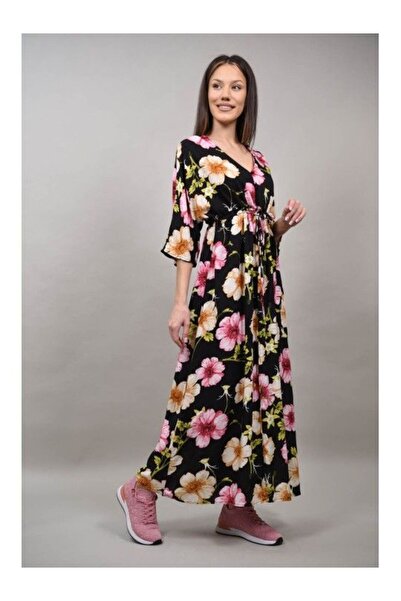sweet girl ROCHIE LUNGA CU FLORI BARCELLONA Negru S-M