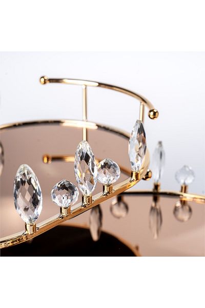 Hinora Crystal Stone Bronze Mirrored Oval Double Tray Set Presentation Holder Stylish Decorative