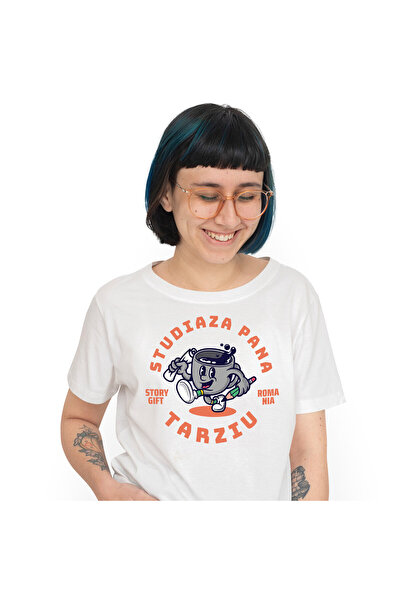 StoryGift Romania Tricou Femei cu Cana De Cafea Vesela Cu Creion Si Foaie, St...