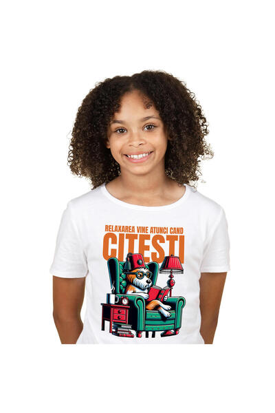StoryGift Romania Tricou Copii cu Caine Intelectual citind Reaxare Vine Cand ...