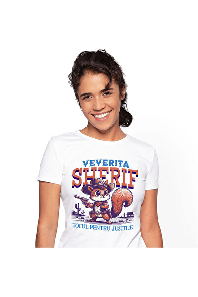 StoryGift Romania Tricou Femei cu Veverita Serif Cu Palarie Si Arma Pistol De...