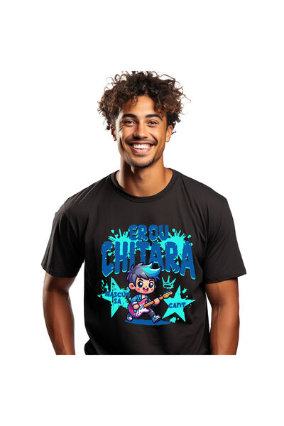 StoryGift Romania Tricou Barbati cu Baiat Rockstar Cu Chitara Rosie pe Scena,...
