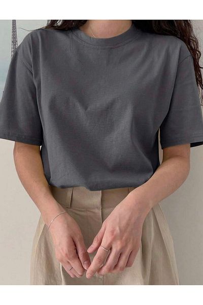Viyalente Καπνιστό απλό μπλουζάκι Oversize