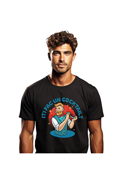 StoryGift Romania Tricou Barbati cu Barman Cu Vesta Si Mustata Blonda, Papion...