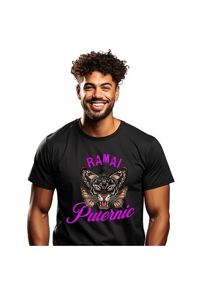 StoryGift Romania Men's T-Shirt Angry Tiger With Butterfly Wings Motivational, Power, Animal, Black_XL