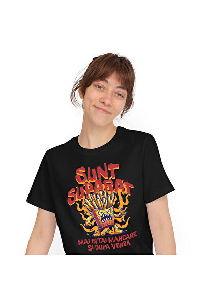 StoryGift Romania Tricou Femei cu Portie De Cartofi Prajiti Furioasa In Flaca...