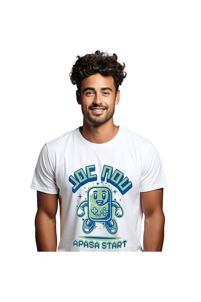 StoryGift Romania Men's T-Shirt with Gaming Controller Classic Nostalgia, Digital World, Evolved, White_XL