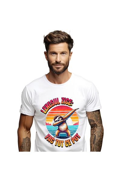 StoryGift Romania Tricou Barbati cu Animal Lenes Cool Plaja Apus De Soare, Relaxare, Vacanta cu im,White_XL