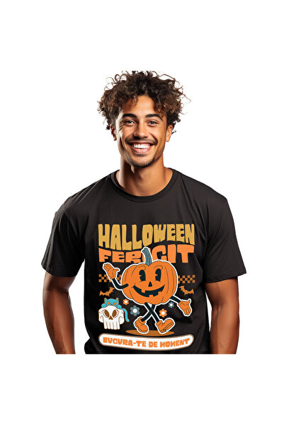 StoryGift Romania Tricou Barbati cu Dovleac De Hallowen Vesel, Craniu Uman Cu...