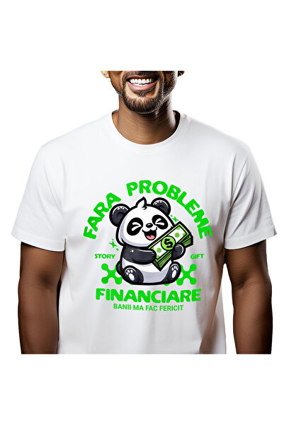 StoryGift Romania Tricou Barbati cu Animal Urs Parda Vesel Cu Bancnote Bani, ...